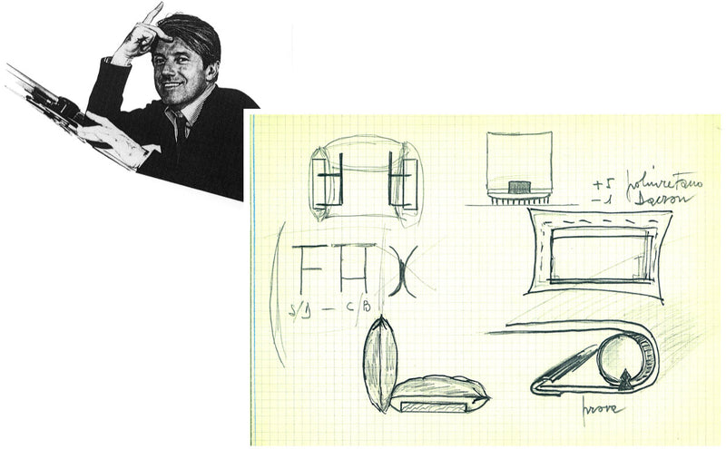デザイナーのマリオ・マレンコと彼のスケッチ
